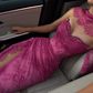 Pink Lace Prom Dress Sweetheart Neck Evening Dress With Slit  fg8226