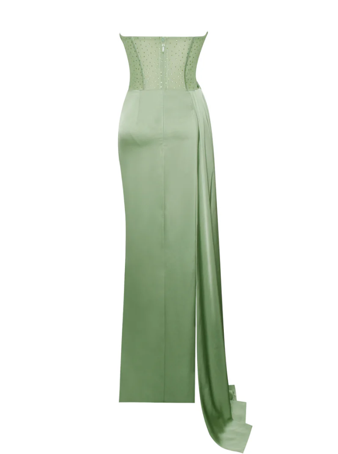 Sexy Grüne Meerjungfrau Seitenschlitz Maxi Lange Party Ballkleider, Abendkleider fg6759