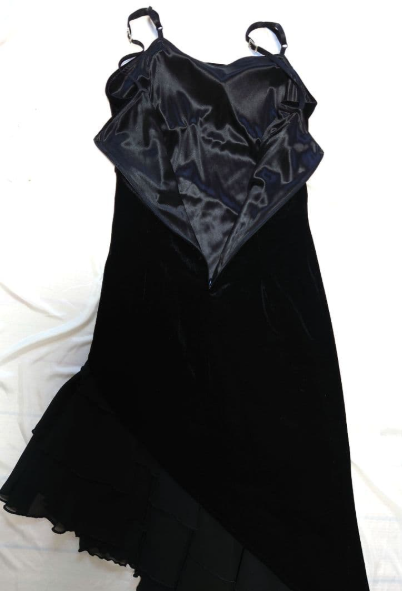 Robe de cocktail à volants en velours noir, robe de soirée, robe de bal (veste non incluse) fg7231