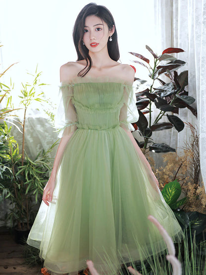 Green Tulle Short Prom Dress, Green Homecoming Dresses      fg3414
