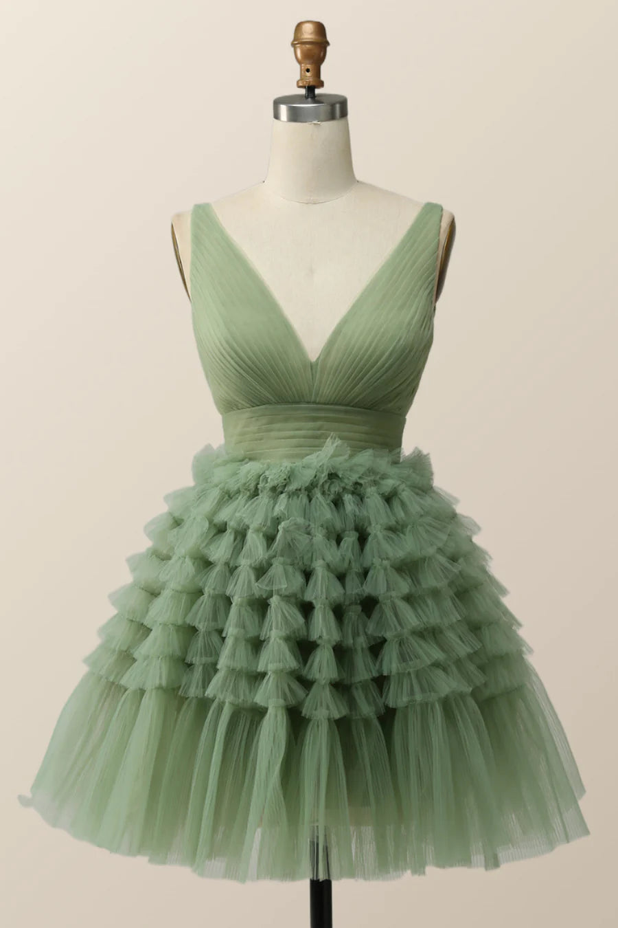 Empire Green Tulle A-line Party Dress Homecoming Dresses     fg3727