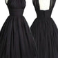 Vintage Knee-Length Sleeveless Open Back Black Homecoming Dress Ruched    fg3485