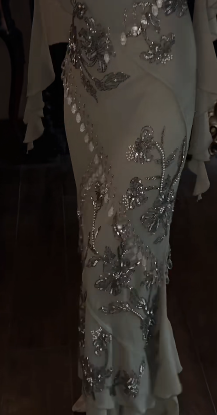 Luxury Strapless 3D Floral Beaded Mesh Draped Satin Midi Evening Party Gown fg8752