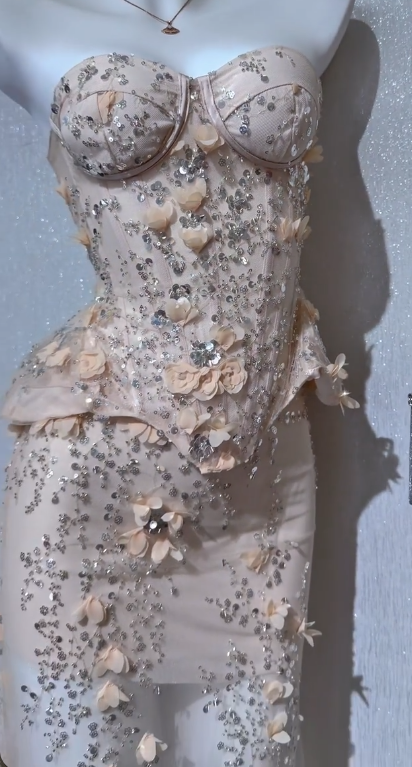Strapless Sweetheart Corset 3D Floral Rhinestone Tulle Mermaid Evening Gown fg8753