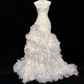 Strapless Sweetheart Ruched Satin Ruffled Organza Mermaid Wedding Evening Gown fg8755