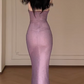 Strapless Draped Rhinestone Mesh Mermaid Evening Gown With Detachable Gradient Feather Sleeves fg8774