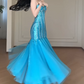 Strapless Sweetheart Sequin Mermaid Evening Gown, Sparkly Tulle Formal Prom Dress  fg8780