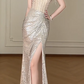 Off Shoulder Feather Sequin Mermaid Evening Gown  fg8786