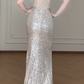 Off Shoulder Feather Sequin Mermaid Evening Gown  fg8786
