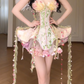 Romantic Floral Strapless Corset Tulle Fairy Mini Evening Gown fg8793