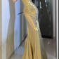 Spaghetti Strap Metallic Ruched Mermaid Evening Dress  fg8790