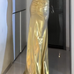 Spaghetti Strap Metallic Ruched Mermaid Evening Dress  fg8790