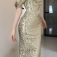 Off Shoulder Beaded Sequin Mermaid Evening Dress fg8805