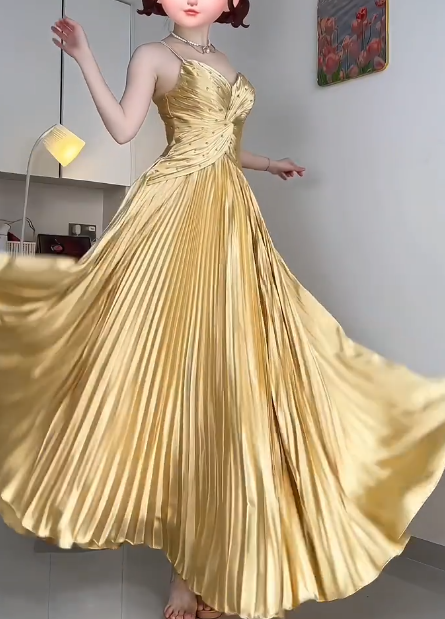 Sweetheart Spaghetti Strap Pleated Satin Evening Gown With Beading  fg8816