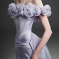 Off Shoulder 3D Floral Satin Mermaid Evening Gown With Detachable Train fg8823