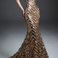 Strapless Chevron Sequin Mermaid Evening Gown fg8825