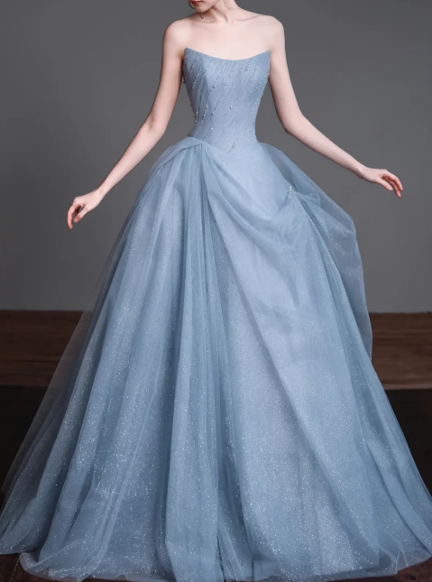 Strapless Sparkle Tulle Ball Gown Evening Dress fg8827