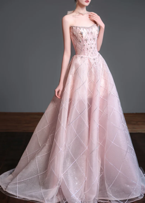 Strapless Rhinestone Tulle Ball Gown Evening Dress fg8834