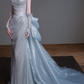 Strapless Ruched Sparkly Mermaid Evening Gown With Bow Train fg8835
