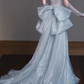 Strapless Ruched Sparkly Mermaid Evening Gown With Bow Train fg8835