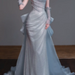 Strapless Ruched Sparkly Mermaid Evening Gown With Bow Train fg8835