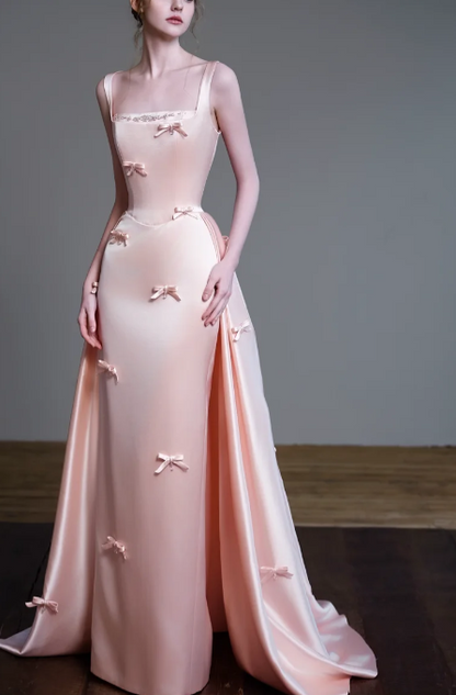 Square Neck Satin Mermaid Evening Gown fg8836