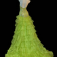 Halter Beaded Ruffled Organza Mermaid Prom Dress fg8848