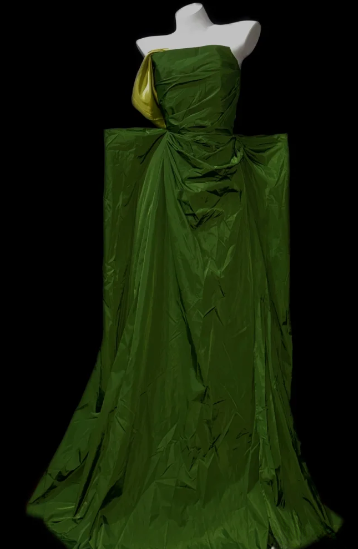 Strapless Green Satin Long Evening Gown fg8854