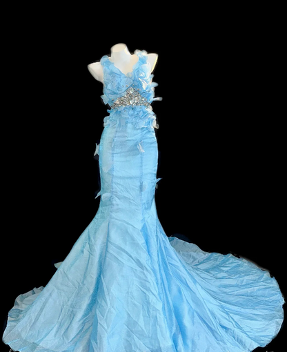 Halter 3D Floral Rhinestone Mermaid Glitter Evening Gown fg8859