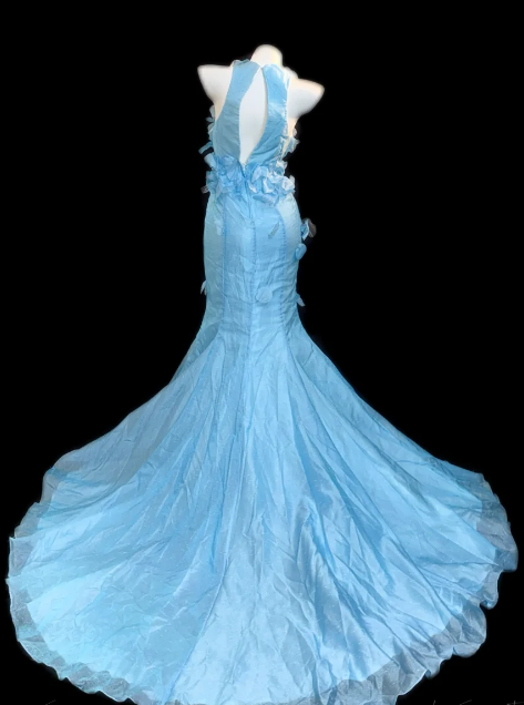 Halter 3D Floral Rhinestone Mermaid Glitter Evening Gown fg8859