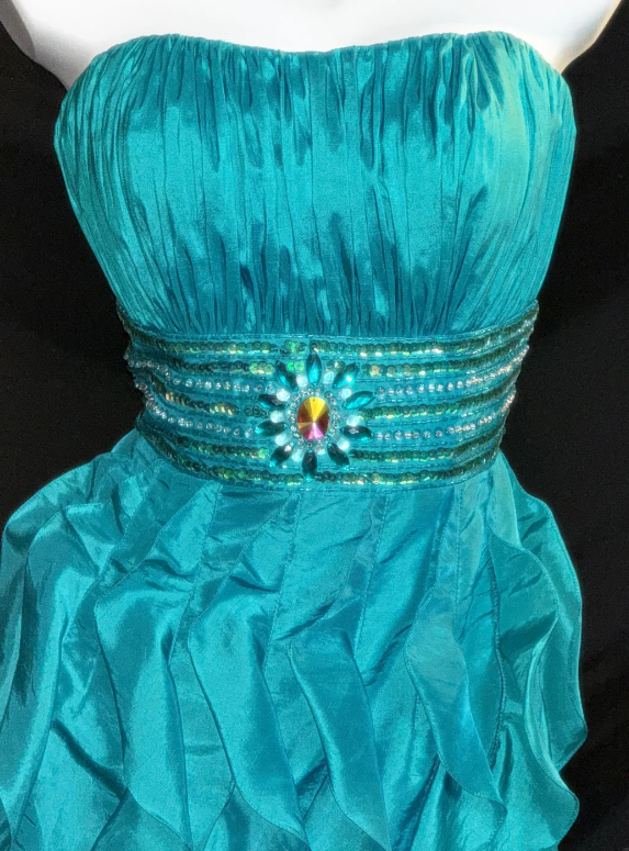 Strapless Beaded Waist Ruffled Chiffon Short Homecoming Dress fg8860