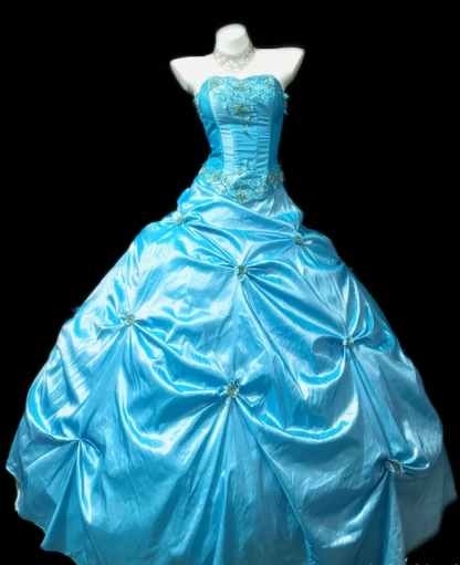 Strapless Appliqued Taffeta Ball Gown Quinceanera Dress fg8862
