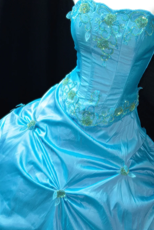Strapless Appliqued Taffeta Ball Gown Quinceanera Dress fg8862