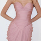 Strapless Sweetheart Ruched Chiffon Evening Gown, Dusty Pink Formal Prom Dress fg8864