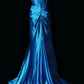 Strapless Sweetheart Corset Satin Mermaid Evening Gown, Peacock Blue Formal Dress fg8865