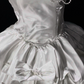 Strapless Bow Pearl Decor Satin Puffy Mini Homecoming Dress, White Short Formal Gown fg8869