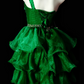 One Shoulder Bow Rhinestone Ruffled Organza Short Homecoming Dress fg8884