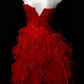 Spaghetti Straps Beaded Ruffled Organza Short Homecoming Dress fg8888
