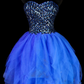 Strapless Beaded Tulle Short Homecoming Dress fg8891