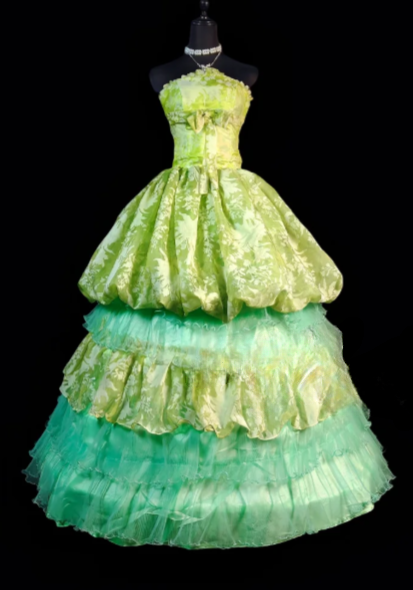 Strapless Tiered Printed Organza Ball Gown fg8892