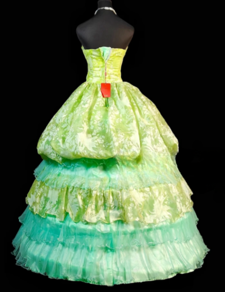 Strapless Tiered Printed Organza Ball Gown fg8892