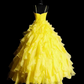 Spaghetti Strap Ruffled Organza Ball Prom Gown fg8893