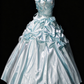 Strapless Ruched Bow Pearl Satin Ball Gown  fg8906