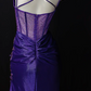 Spaghetti Strap Beaded Lace Corset Mermaid Slit Evening Gown  fg8910