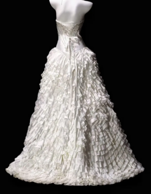 Sweetheart Strapless Beaded Ruffled Ball Gown Wedding Dress  fg8911