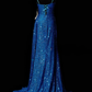 Spaghetti Strap Rhinestone Trim Sequin Corset Slit Mermaid Evening Gown  fg8913