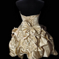 Strapless Bow Pearl Satin Short Puffy Party Dress  fg8904
