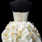 Strapless 3D Rose Pearl Satin Short Puffy Formal Dress  fg8905