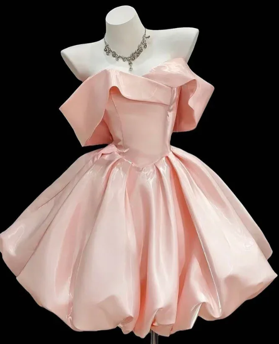 Off-the-Shoulder Structured Satin Mini Ball Gown fg9064