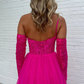 A-Linie One-Shoulder-Spitzen-Tüll-Ballkleid mit Schlitz fg4741